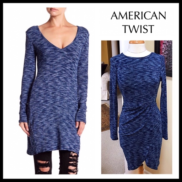 AMERICAN TWIST BLUE V-NECK MINI TUNIC DRESS A3C - Picture 8 of 8